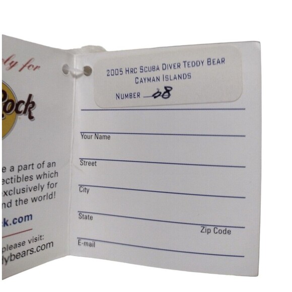 Cayman Island Hard Rock Cafe Scuba Diver Teddy Bear Herrington #38 Limited - Picture 9 of 9